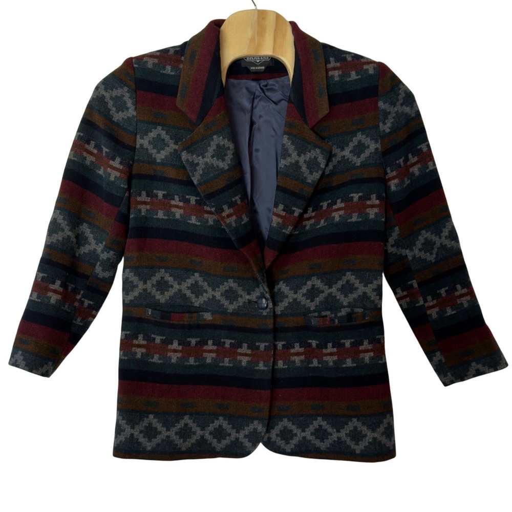 Braetan Vintage Aztec Blazer Jacket Size L Southwestern Geometric Wool Blend
